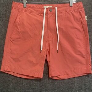 Onia The Calder Swim Trunks Men 33 Board Shorts Pink Drawstring Lined Beach 7.5"